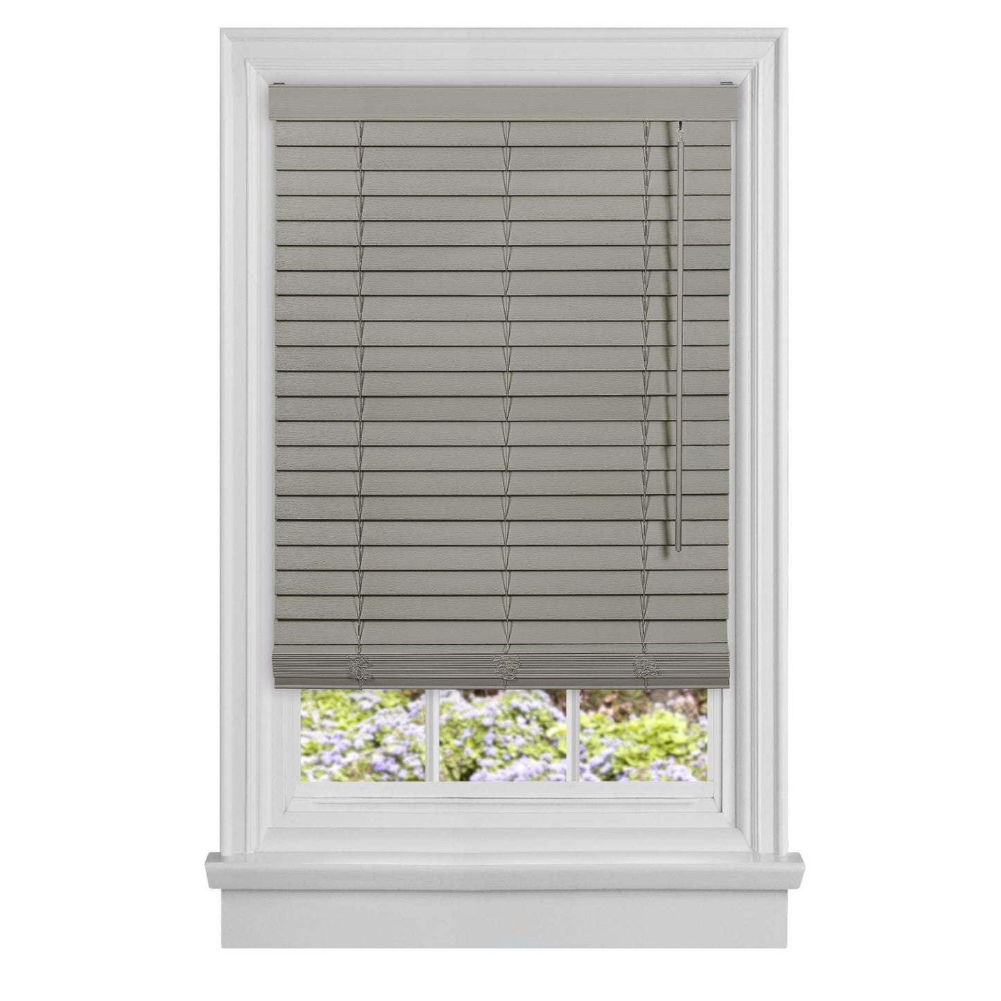 Traditional Elegance Cordless Madera Falsa 2" Faux Wood Plantation Blind 34x64 - Grey
