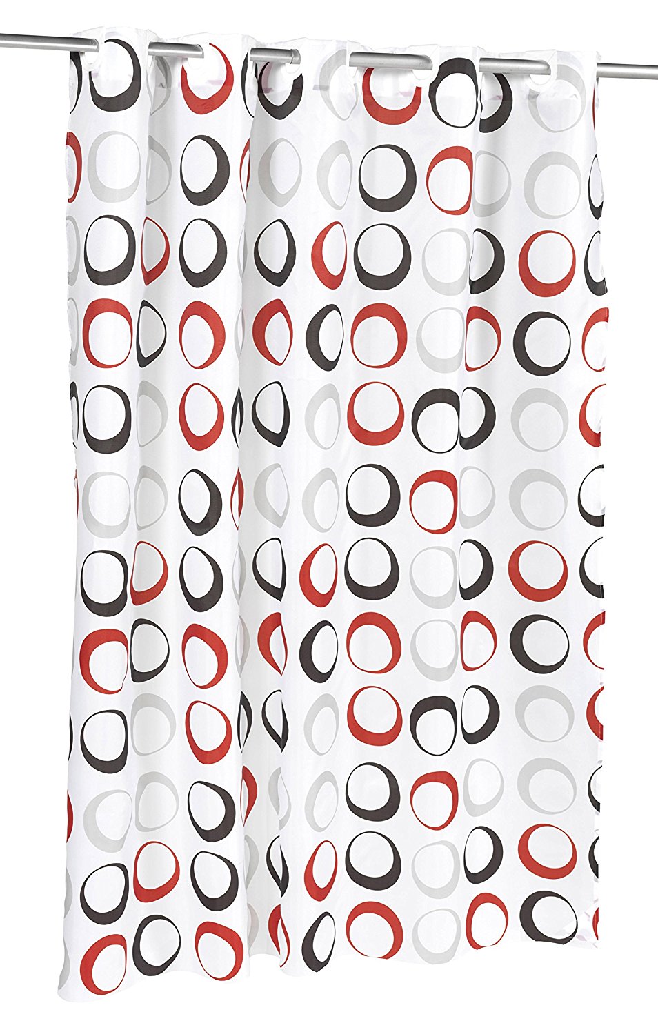 Park Avenue Deluxe Collection Park Avenue Deluxe Collection EZ-ON? inch Circles inch Polyester Shower Curtain in White Black& Red