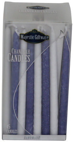 Ben&Jonah Chanukah Candles - Premium Collection - 45 Pack - Blue/White - 5"