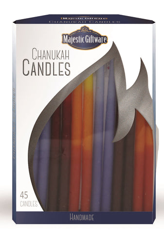 Ben&Jonah Chanukah Candles - Executive Collection - 45 Pack - Blue/Red/Orange - 6"