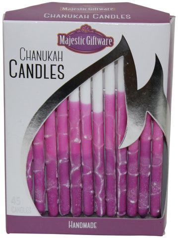 Ben&Jonah Chanukah Candles - Executive Collection - 45 Pack - Purple/Pink/White  - 6"