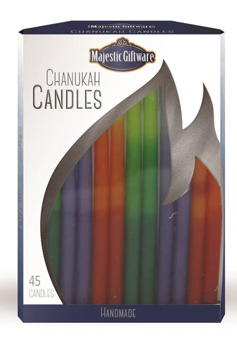 Ben&Jonah Chanukah Candles - Executive Collection - 45 Pack - Blue/Orange/Green - 6"