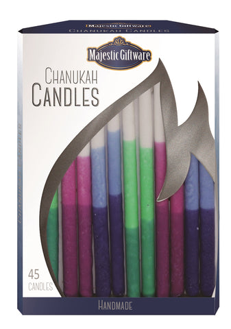 Ben&Jonah Chanukah Candles - Executive Collection - 45 Pack - Blue/Pink/Green - 6"