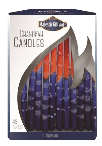 Ben&Jonah Chanukah Candles - Executive Collection - 45 Pack - Blue/Orange/Red  - 6"