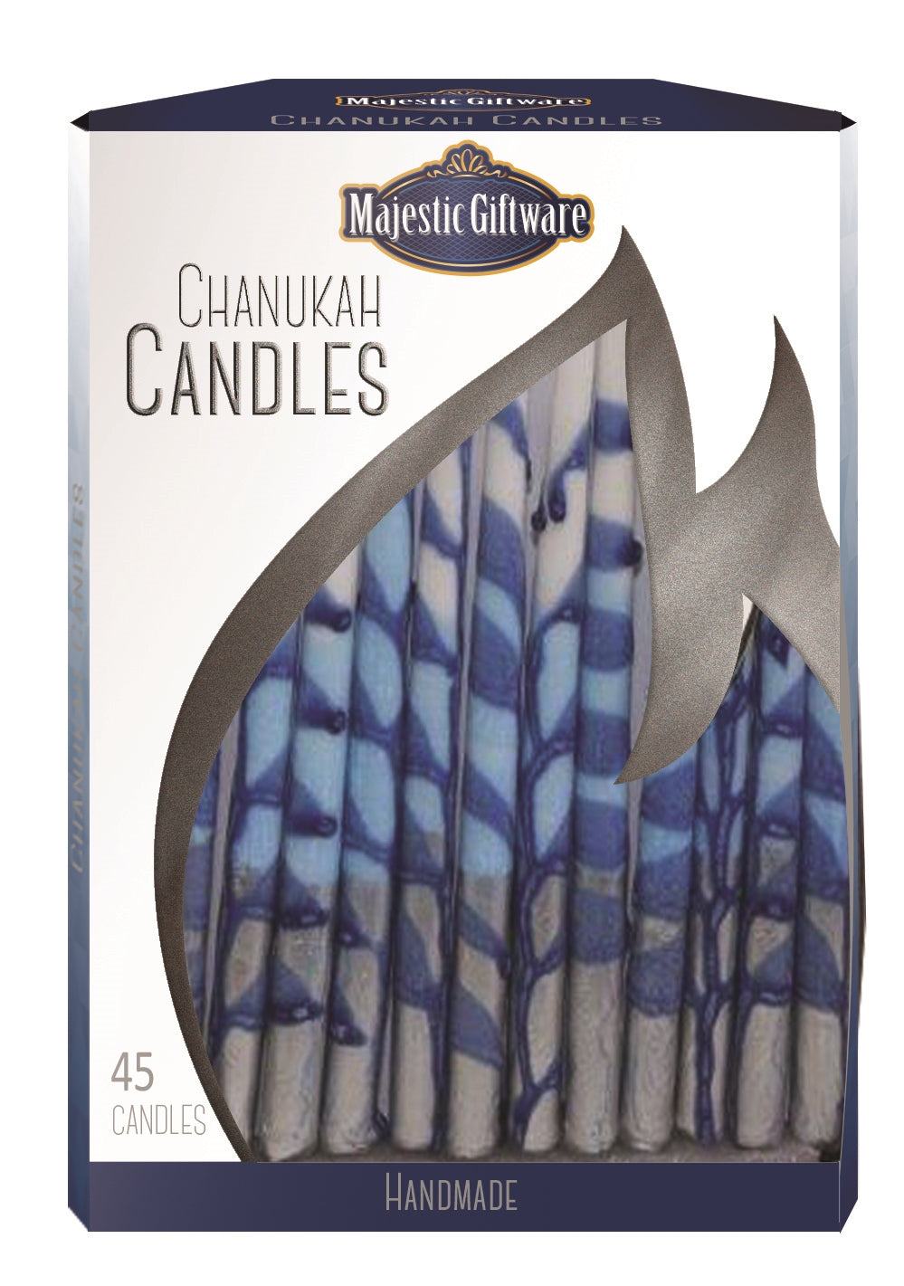 Ben&Jonah Chanukah Candles - Executive Collection - 45 Pack - Blue/White/Silver - 6"