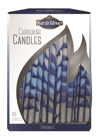 Ben&Jonah Chanukah Candles - Executive Collection - 45 Pack - Blue/White/Silver  - 6"