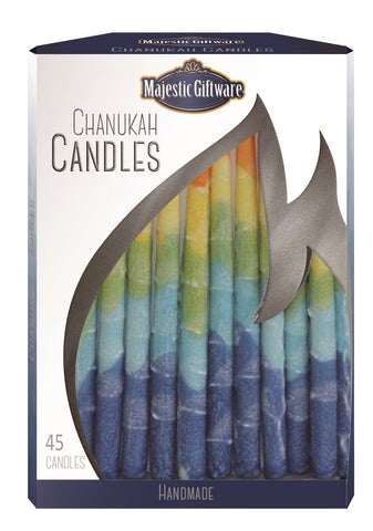 Ben&Jonah Chanukah Candles - Executive Collection - 45 Pack - Blue/Yellow/Orange - 6"
