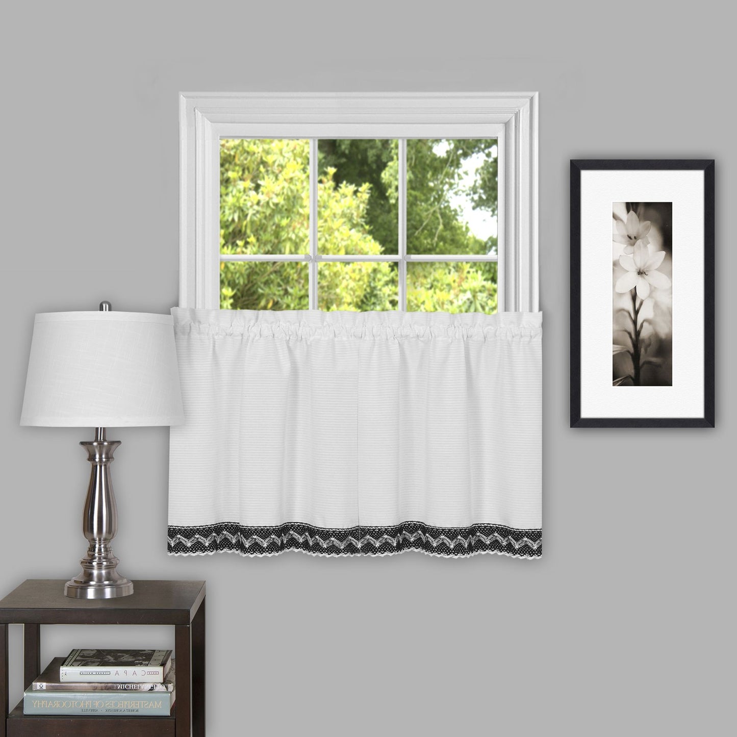 Traditional Elegance Provincial 58x36 Window Curtain Tier Pair - Black