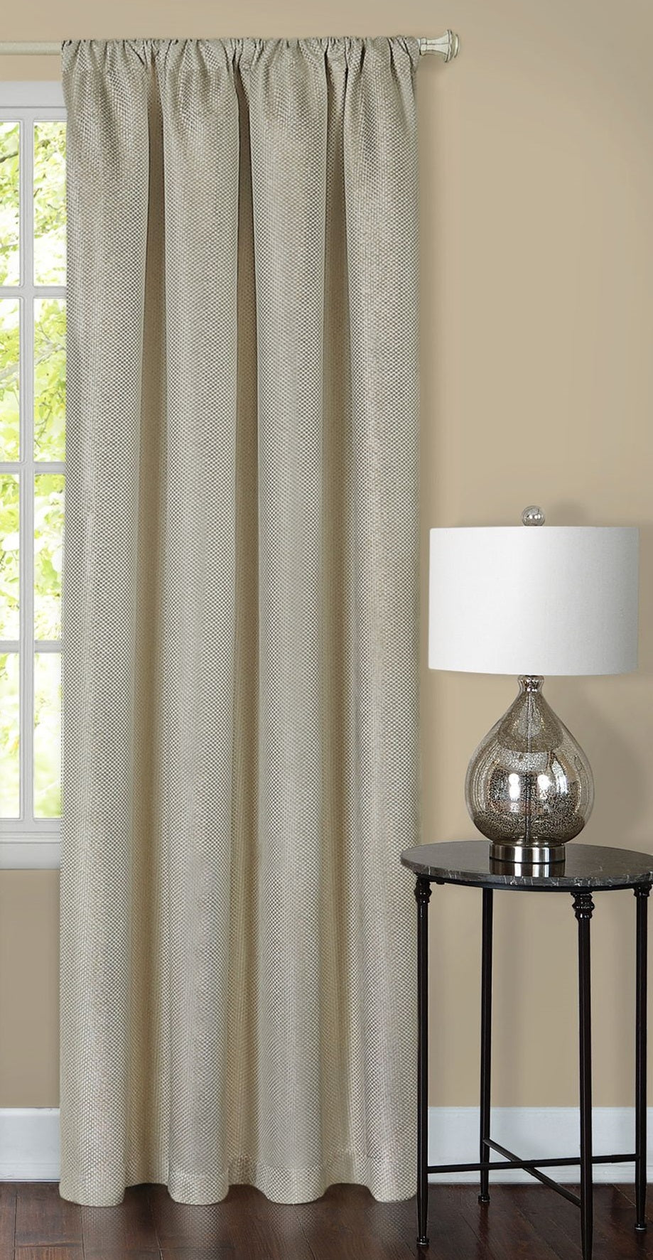 Traditional Elegance Melody Blackout Window Curtain Panel - 52x63 - Tan