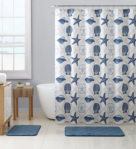 Royal Bath Crustacio Canvas Fabric Shower Curtain (72" x 72") with Roller Hooks