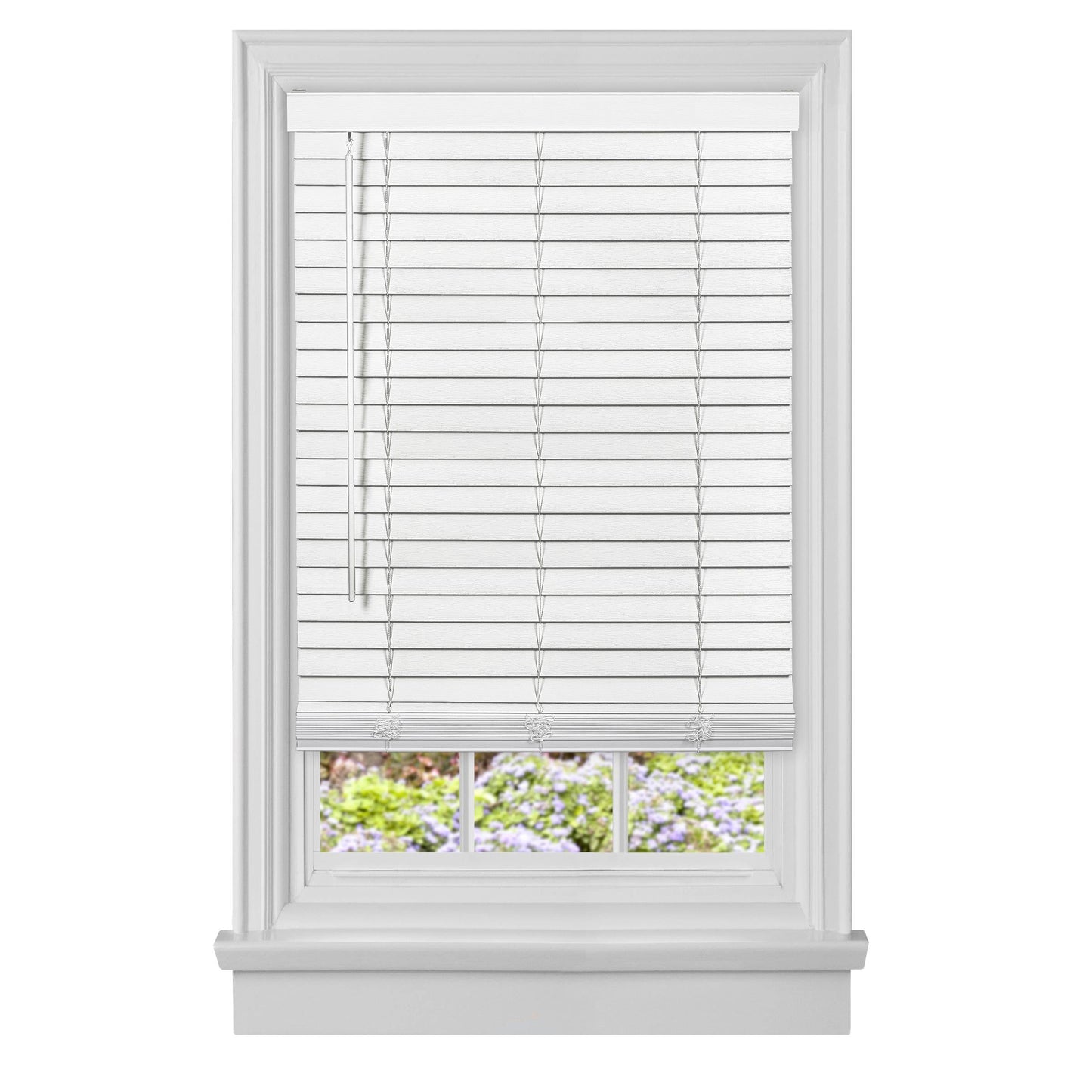 Traditional Elegance Cordless Madera Falsa 2" Faux Wood Plantation Blind 46x64 - White