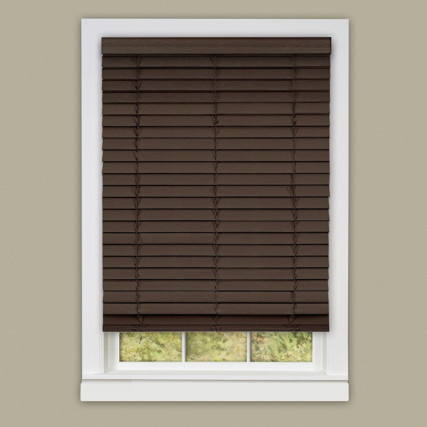 Traditional Elegance Cordless Madera Falsa 2" Faux Wood Plantation Blind 36x64 - Mahogany