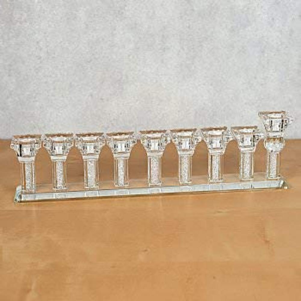 Ben&Jonah Elegant Crystal Menorah-Crystal Chips in Each Stem-15" x 2" x 4"…