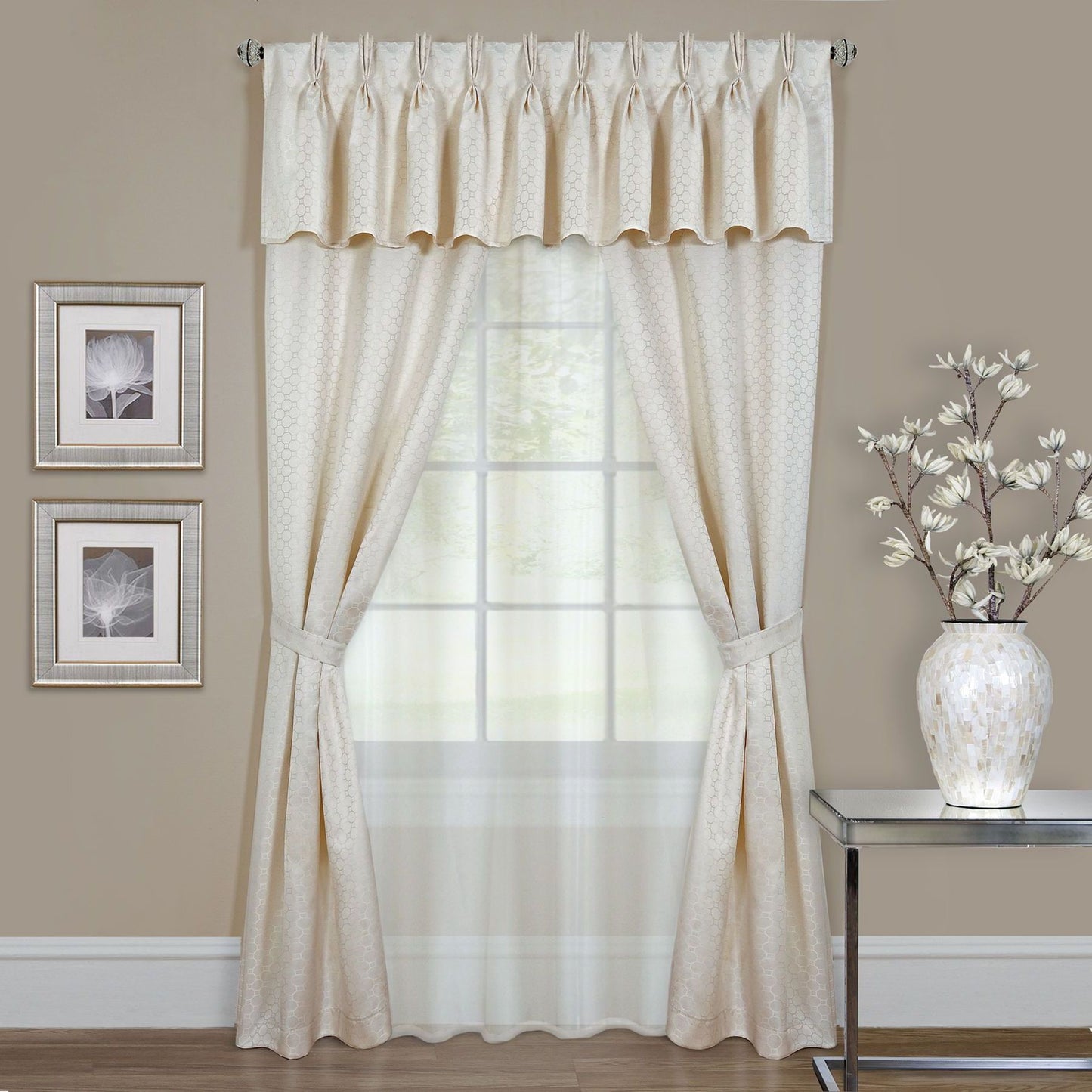 Traditional Elegance Lorraine 6 Pc Window Curtain Set - 55x63 - Ivory