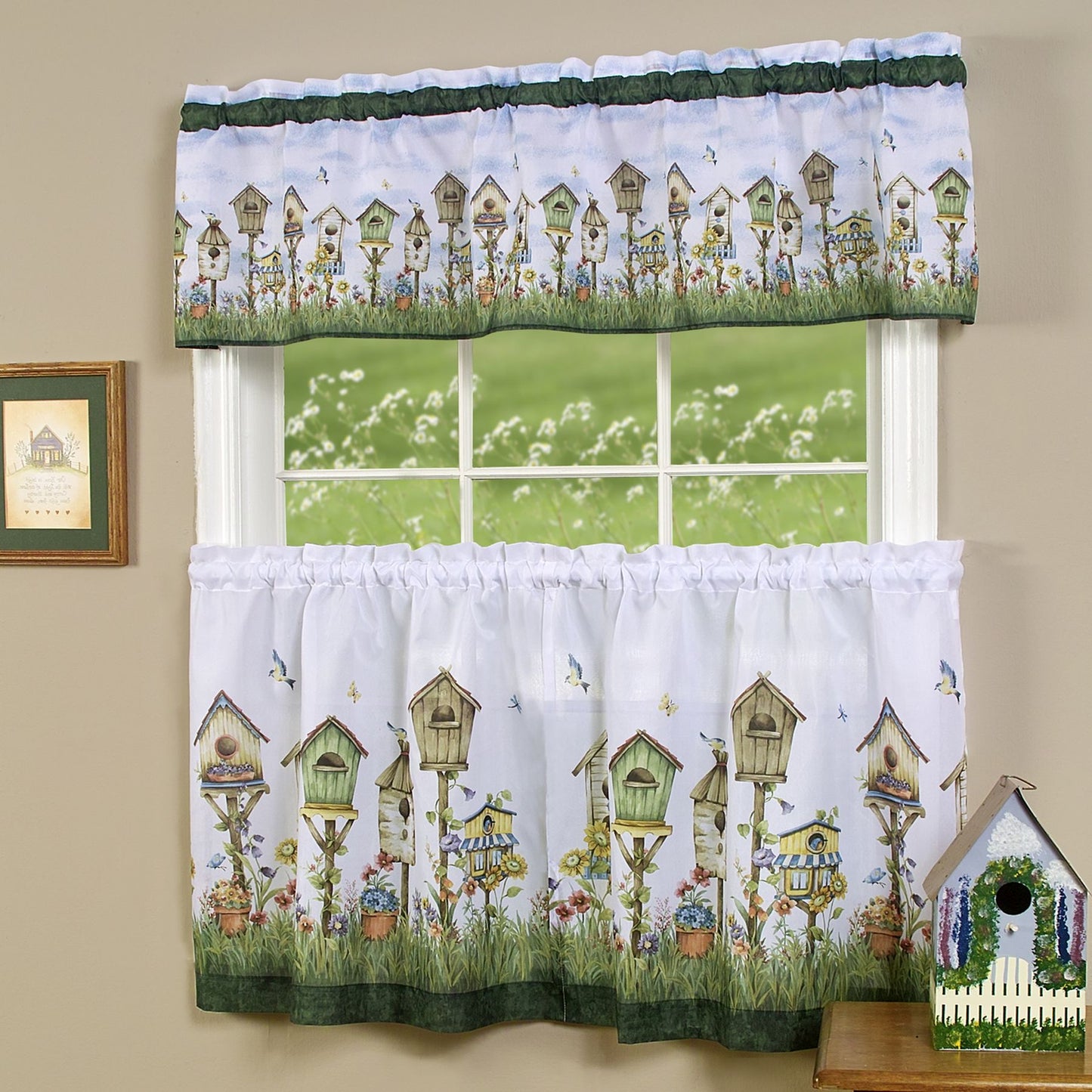 Traditional Elegance Home Sweet Home Tier and Valance Window Curtain Set - 58x36 - Multi