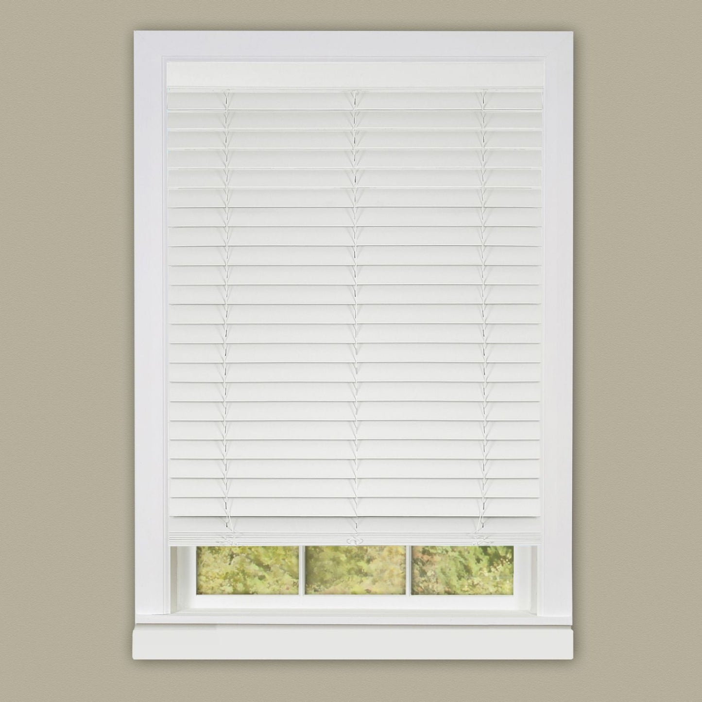 Traditional Elegance Cordless Madera Falsa 2" Faux Wood Plantation Blind 27x64 - White