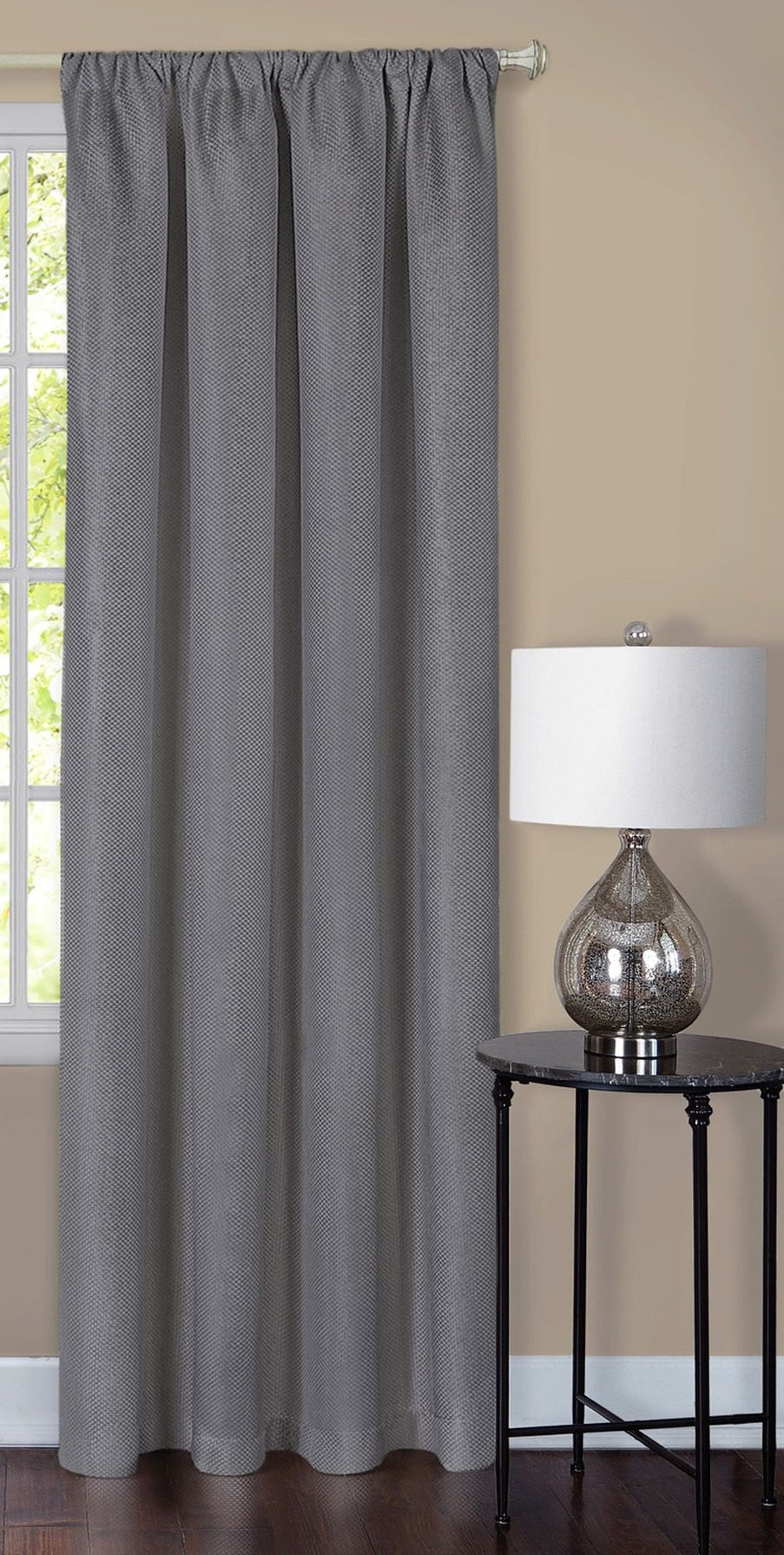 Traditional Elegance Melody Blackout Window Curtain Panel - 52x84 - Grey