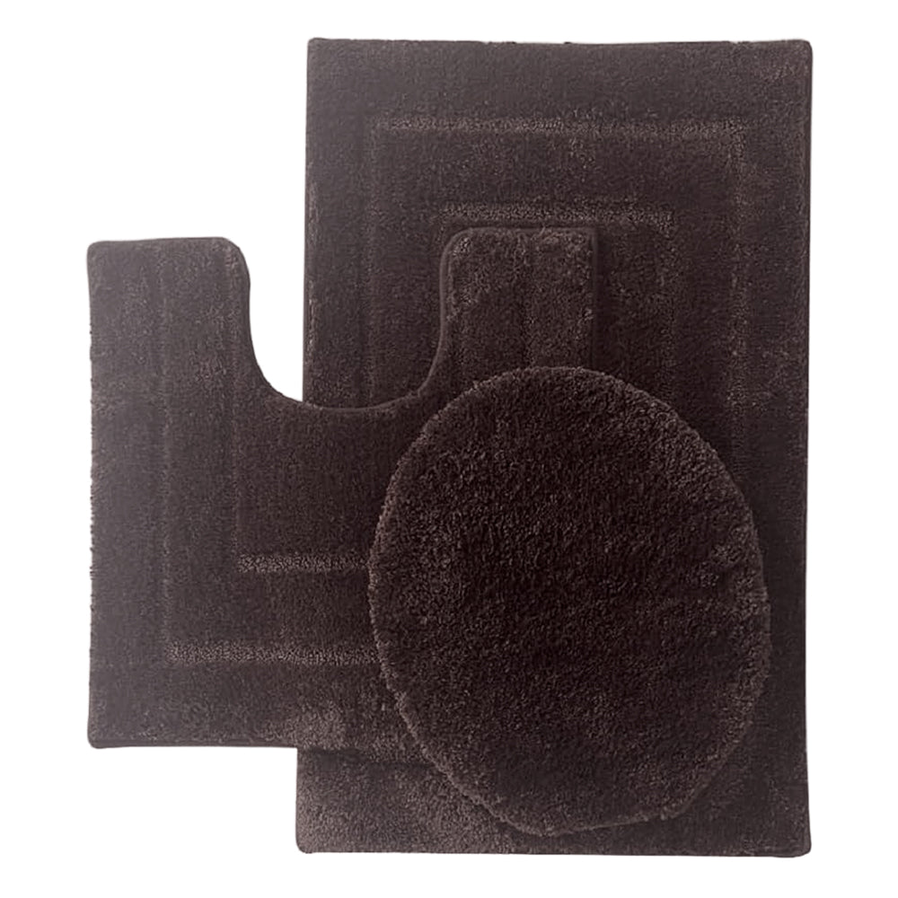 Ben & Jonah Clearwater Collection – 3-Piece Bathroom Rug Set – Beige – Soft Microfiber Bath Mat, Contour Rug & Lid Cover