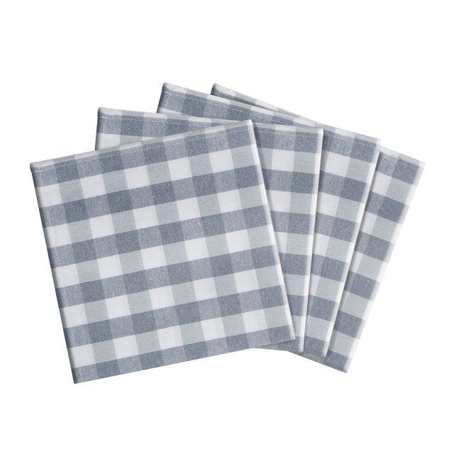 Traditional Elegance Buffalo Check Dinner Table Napkins - Grey - Set of Four