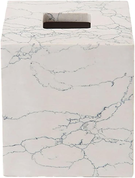 Luxury Tissue Holder - Engineered White Stone, Spa Vibes, & Elegant Blue Veining