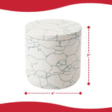 Luxury Cotton Jar - Engineered White Stone with Blue Veining | Elegant Spa-Inspired Storage