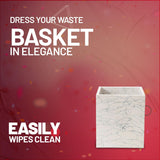 Luxurious Waste Basket - Engineered White Stone | Elegant Bathroom Trash Bin