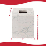 Luxury Tissue Holder - Engineered White Stone, Spa Vibes, & Elegant Blue Veining