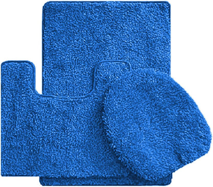 3 Piece Bath Rug Set: 1 Bath Rug, 1 Contour Mat and 1 Toilet Seat Cover