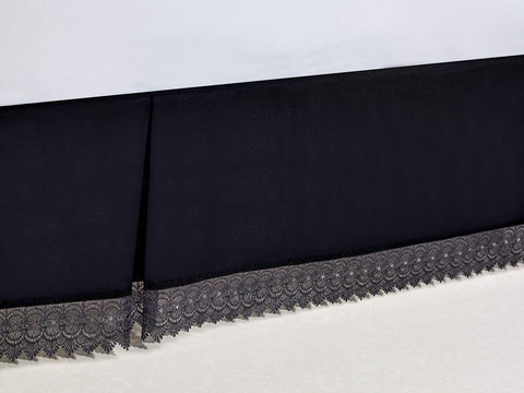 Simple Elegance 1500 Series Eyelet Lace Solid Platform Bed Skirt with 14" Drop