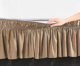 EasyWrap Mocha Elastic Ruffled Bed Skirt with 16" Drop - Twin/Full