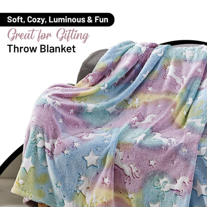 Ben & Jonah Glow In The Dark Throw Blanket – 50 X 70 Inch Soft Polyester, Luminous Design For Cozy Nights