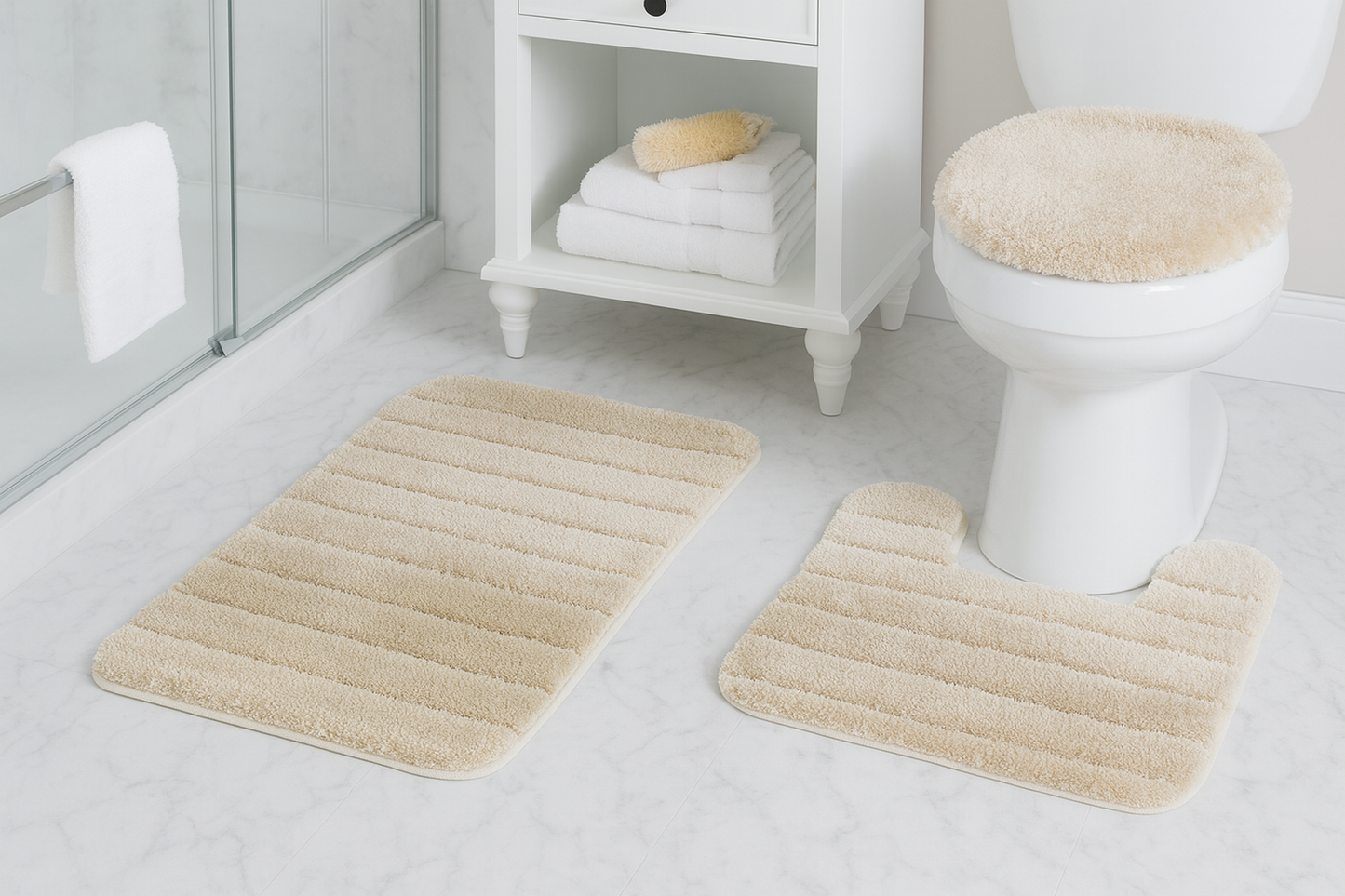 FonteLusso 3-Piece Bath Rug Set – Plush, Slip-Resistant, Machine Washable