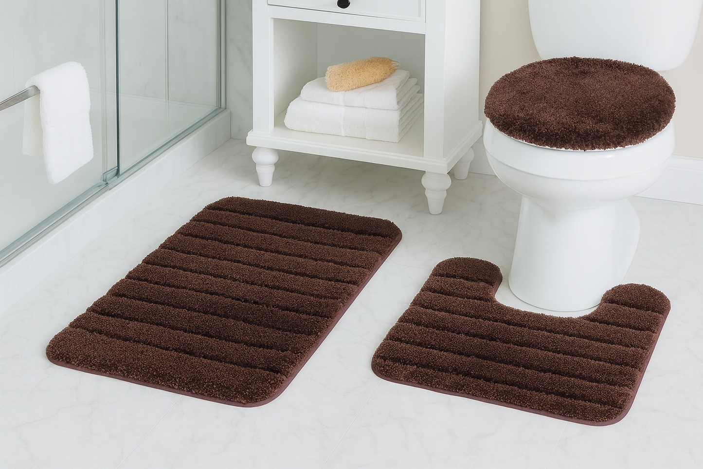 FonteLusso 3-Piece Bath Rug Set – Plush, Slip-Resistant, Machine Washable