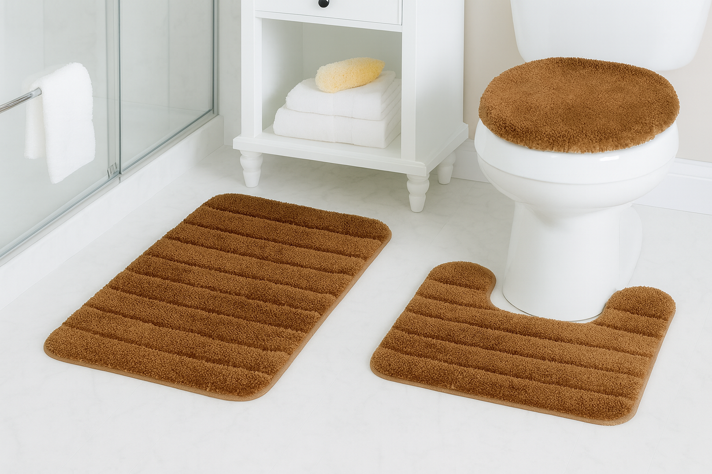 FonteLusso 3-Piece Bath Rug Set – Plush, Slip-Resistant, Machine Washable