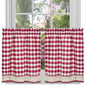 Traditional Elegance Buffalo Check Window Curtain Tier Pair - 58x36 - Burgundy