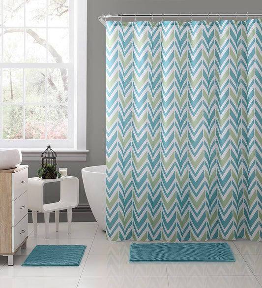 Royal Bath 2 Tone EKG Chevron Embossed Microfiber Fabric Shower Curtain - 72" x 72"