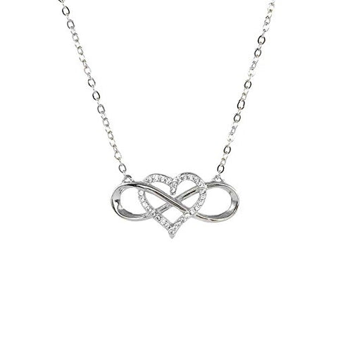 Ben and Jonah Infinite Love Heart With CZs 925 Sterling Silver Gold Plated Necklace 18.25 inch  (16.25 inch  + 2 inch  Extension)