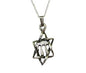 Silver Star of David with Chai in Middle Necklace - Chain 18 inch  Pendant 1/2 inch W X 1 1/4 inch H