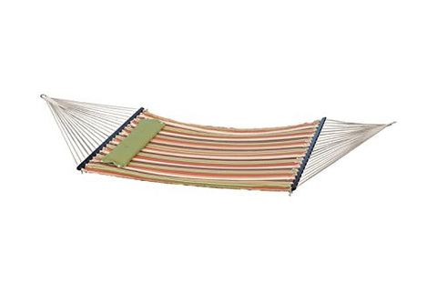 Patio Bliss Hammock Quilted Cottonwith Button Tuft Pillow - Green Stripe