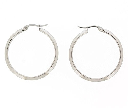 Ben and Jonah Stainless Steel Sharp Hoop Earring (30mm)