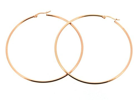 Ben and Jonah Stainless Steel Rose Gold Plated Hoop Earring (65mm)