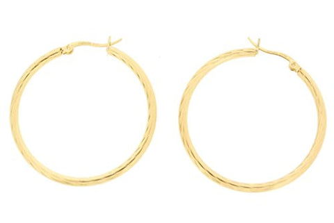 Ben and Jonah Stainless Steel Gold Plated Textured Hoop Earring (40mm)