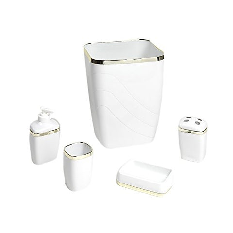 Park Avenue Deluxe Collection Park Avenue Deluxe Collection White/Gold 5 Piece Bath Ensemble