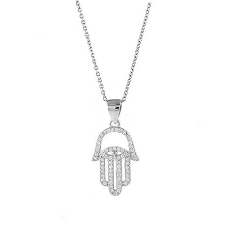 Ben and Jonah 925 Sterling Silver CZ Evil Eye in Hamsa with 18 inch  Link Chain