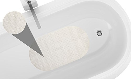 Park Avenue Deluxe Collection Park Avenue Deluxe Collection Weave Look Vinyl Bath Tub Mat Size 15 inch x27 inch  in Ivory