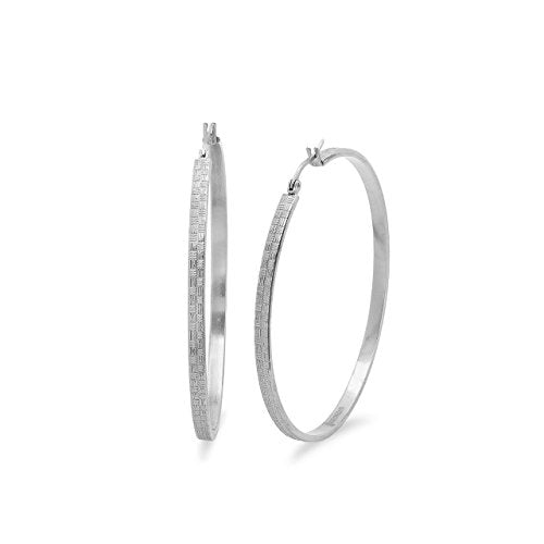 Ben and Jonah Ladies Stainless Steel 55mm Hoop Earrings