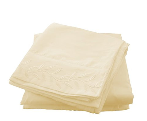 ComfortLiving Embroidered 4-Piece Sheet Set Queen - Ivory