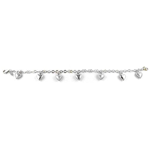 Ben & Jonah 925 Sterling Silver Heart Charm Corazon de Plata Anklet (10.5 inch  L Adjustable)