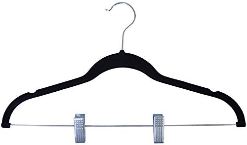 Park Avenue Collection Velvet Anti-Slip Skirt Hangers - Black