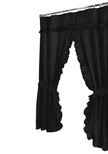 Park Avenue Deluxe Collection  inch Lauren inch  Double Swag Shower Curtain Black